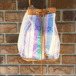SOLD 80s Woven Draw String Purse